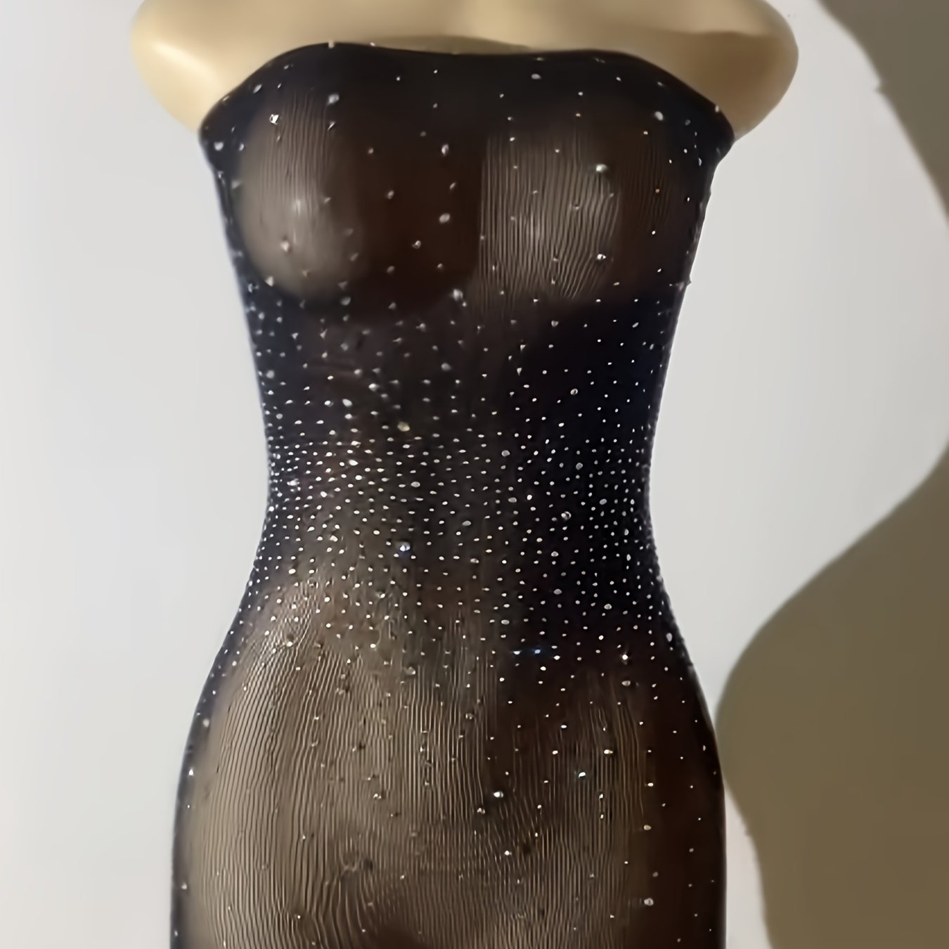 Sexy Bodycon Rhinestone Dress for Women - Sparkling Design, Form-Fitting Silhouette, No Lingerie or Underpants Needed, Perfect for Night Out or Party Occasions