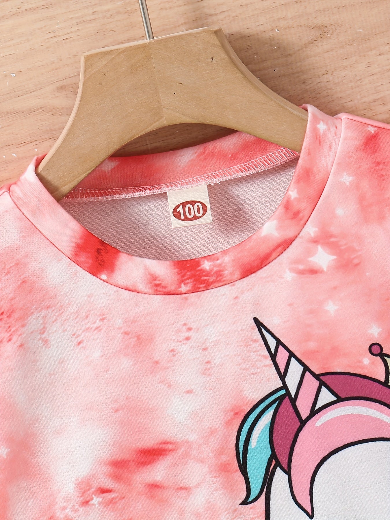 Girls Cute Unicorn & Tie Dye Crew Neck Sweatshirt Regular Fit Long Sleeve Shirt Tops Kids Spring/ Fall Clothes