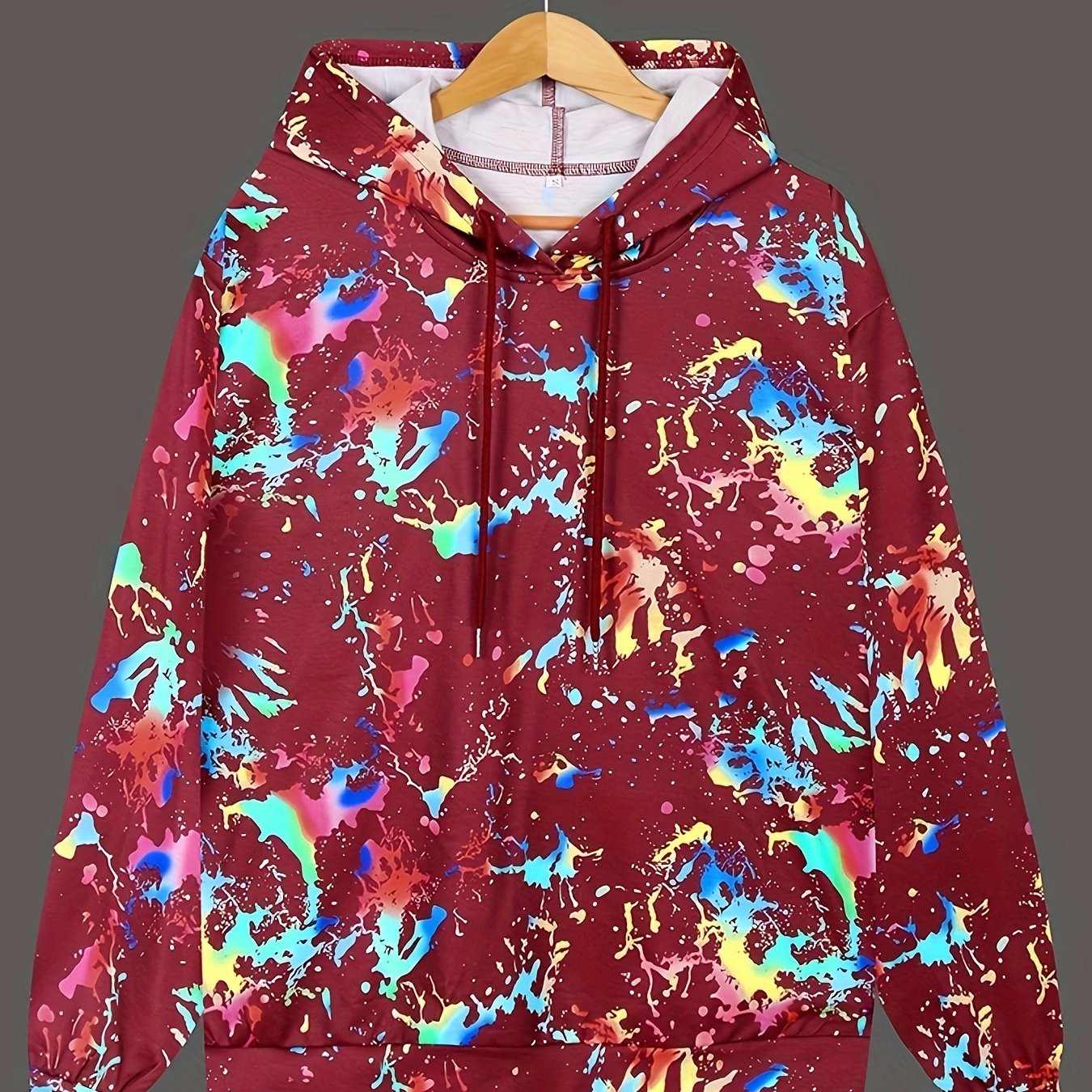 Color Printing Graphic Casual Long Sleeve Hooded Sport Sweatshirt For Women, Casual Sports Drawstring Hoodie, Women's Tops