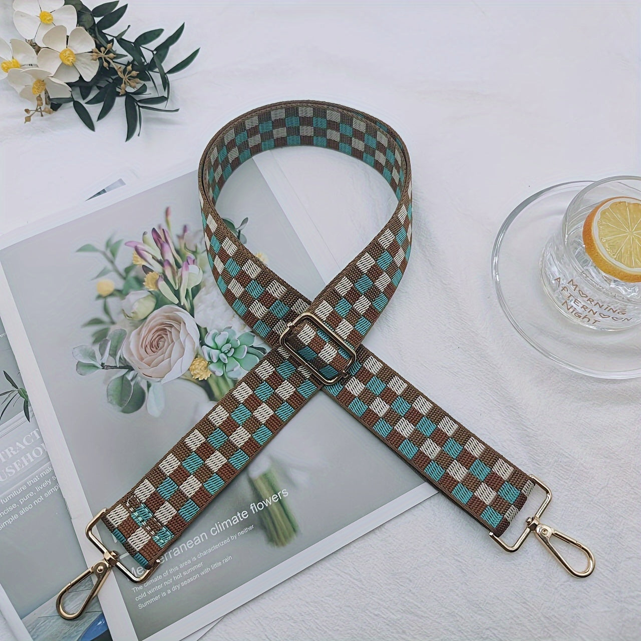 Stylish Checkered Shoulder Bag Strap - Adjustable Buckle, 3.8cm Wide, Durable, Easy to Use, Versatile Accessory for Women's Handbags