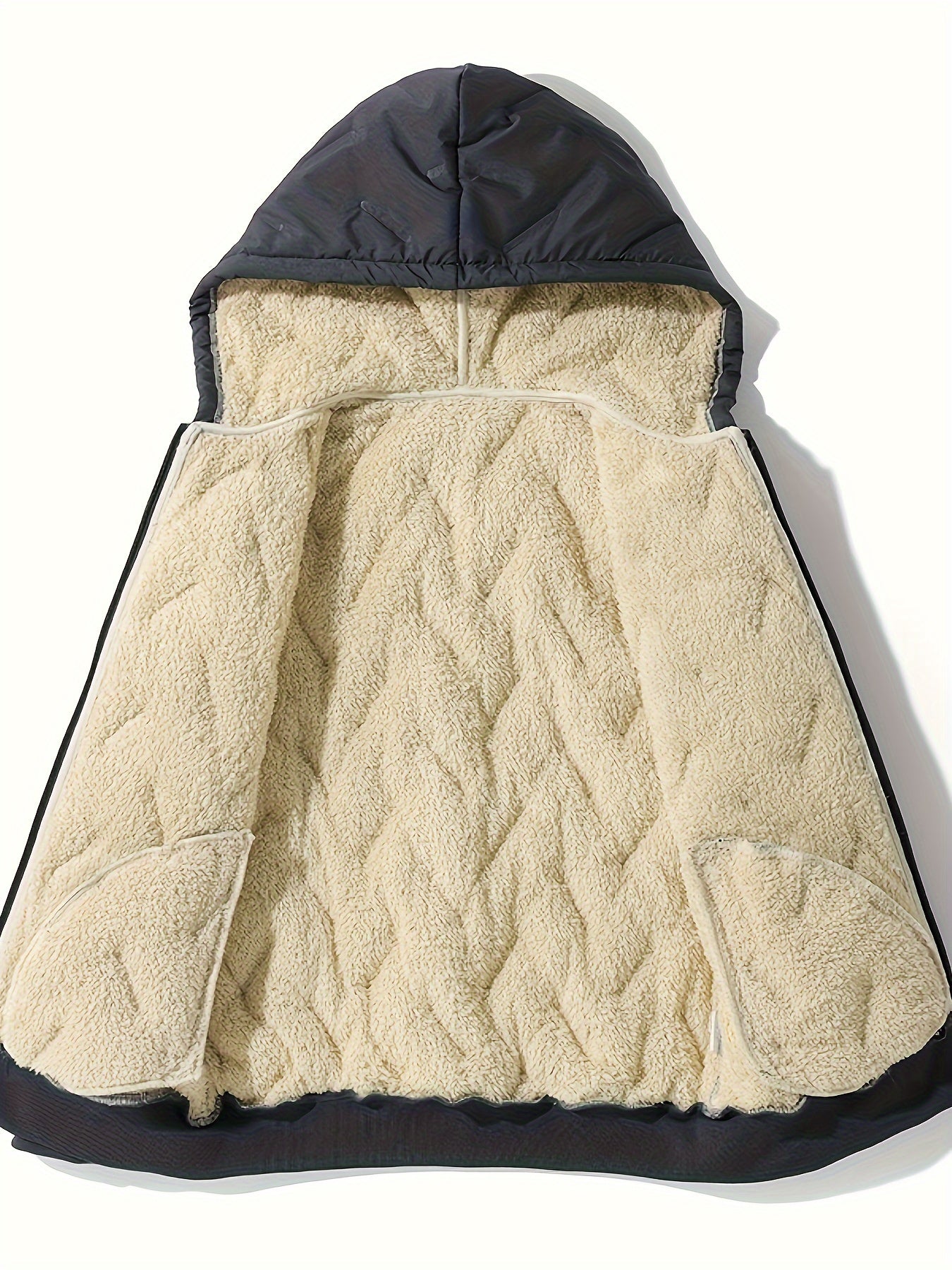 Boy's Thermal Lined Puffer Hooded Coat Plus Velvet Warm Zipper Comfy Loose Fall Winter Jacket