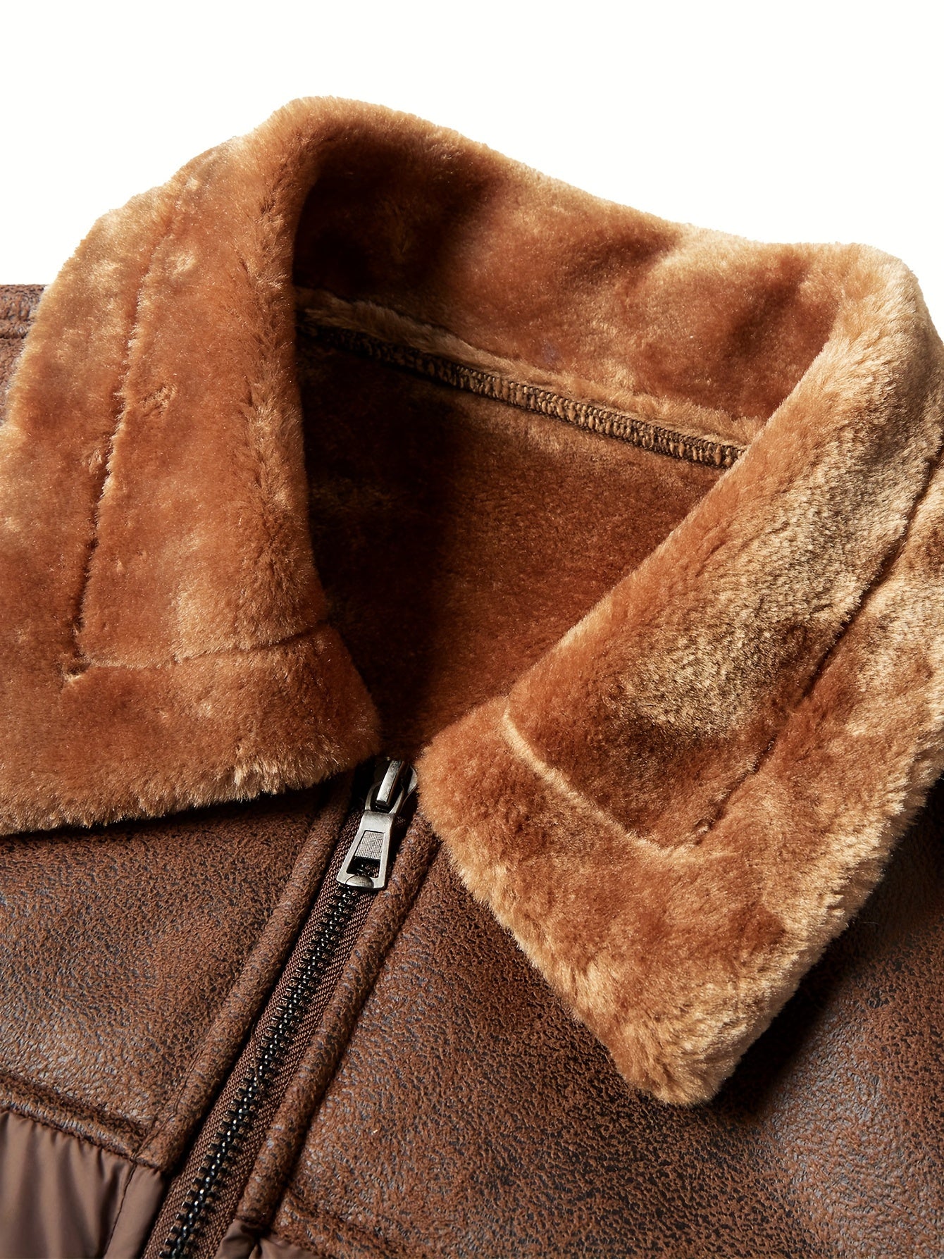 Men's Casual Winter Jacket - Warm Fleece-Lined Coat with Zippered Pockets, Brown & Beige Design, Perfect for Outdoor Activities & Casual Attire, Cold Weather Gear | Sleek Look | Suedelike Finish, Winter Clothes