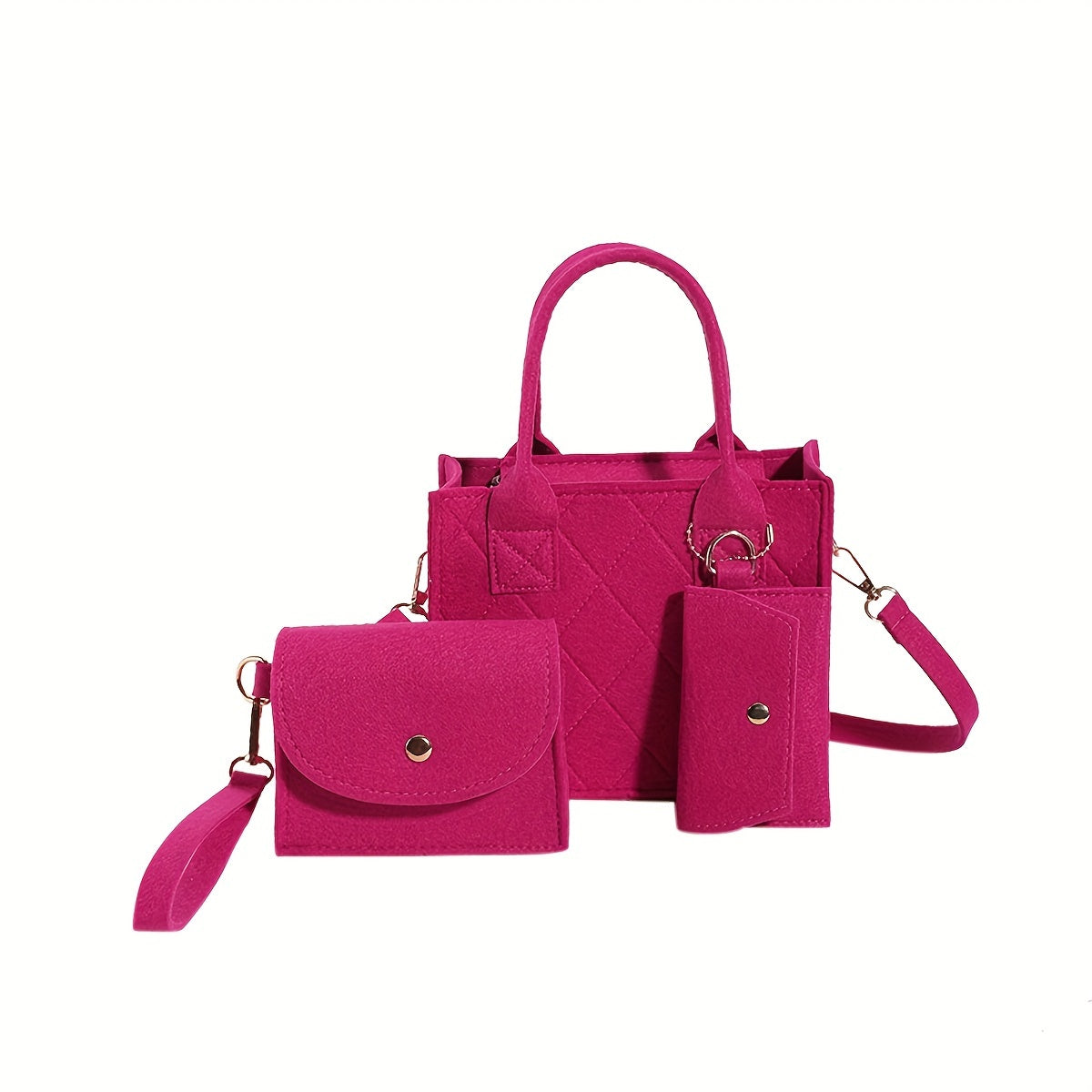3pcs Set Mini Tote Bag Lightweight Casual Handbags & Mini Satchel & Mini Card Holder Set