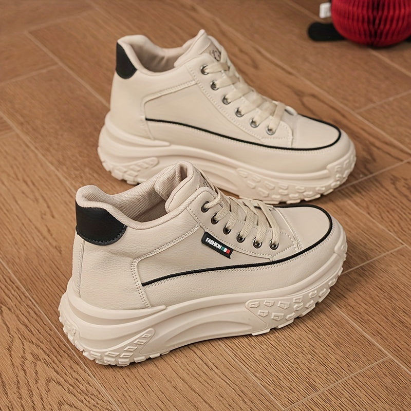 Autumn High Top Shoes Women's New Small White Shoes Casual Women's Shoes Thick Sole Show High Soft Sole Shoes