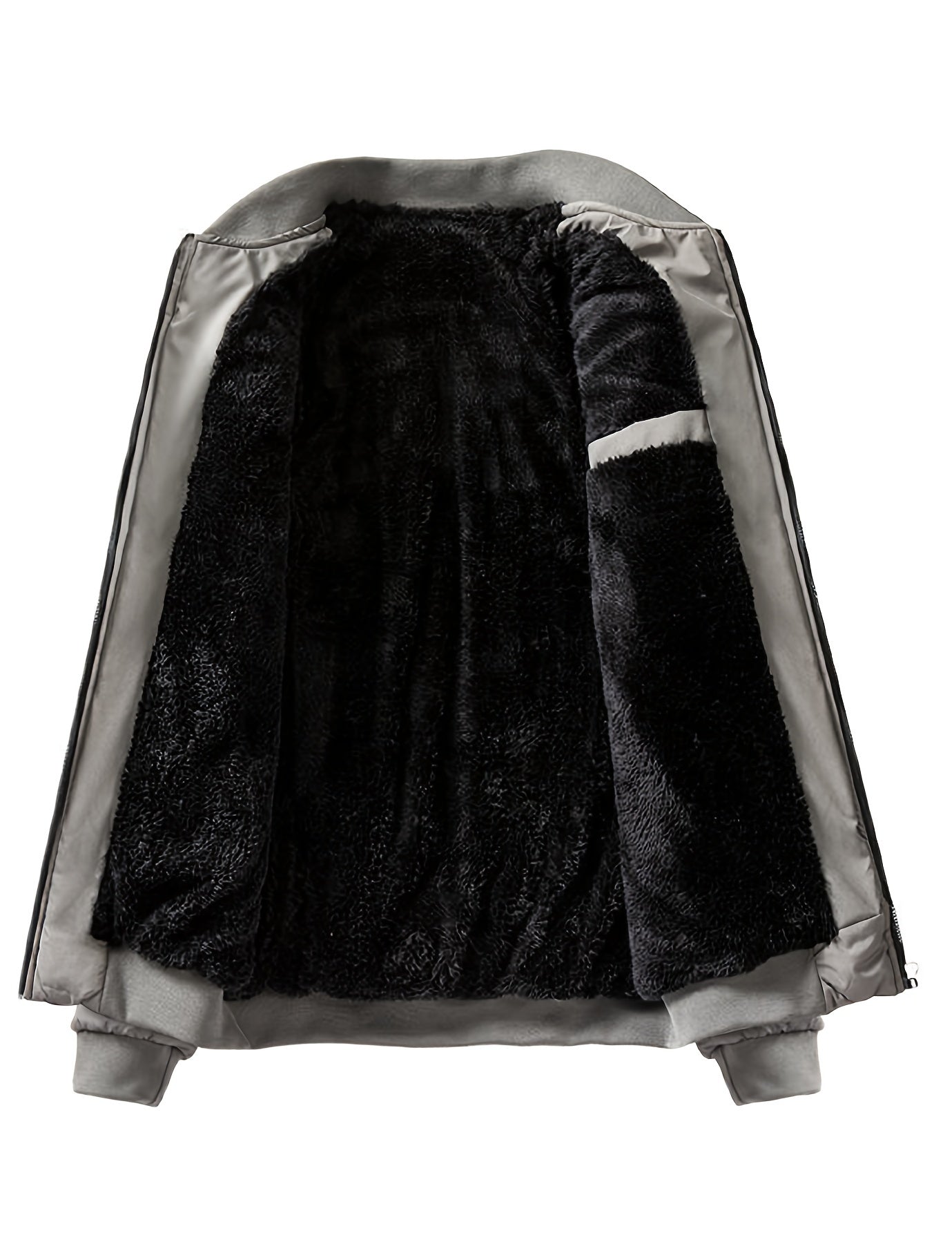 Cozy Fleece Winter Jacket - Quilted, Baseball Collar, Zipper Pockets, Water-Resistant, Breathable, Soft, Men's Casual Coat for Outdoor Activities