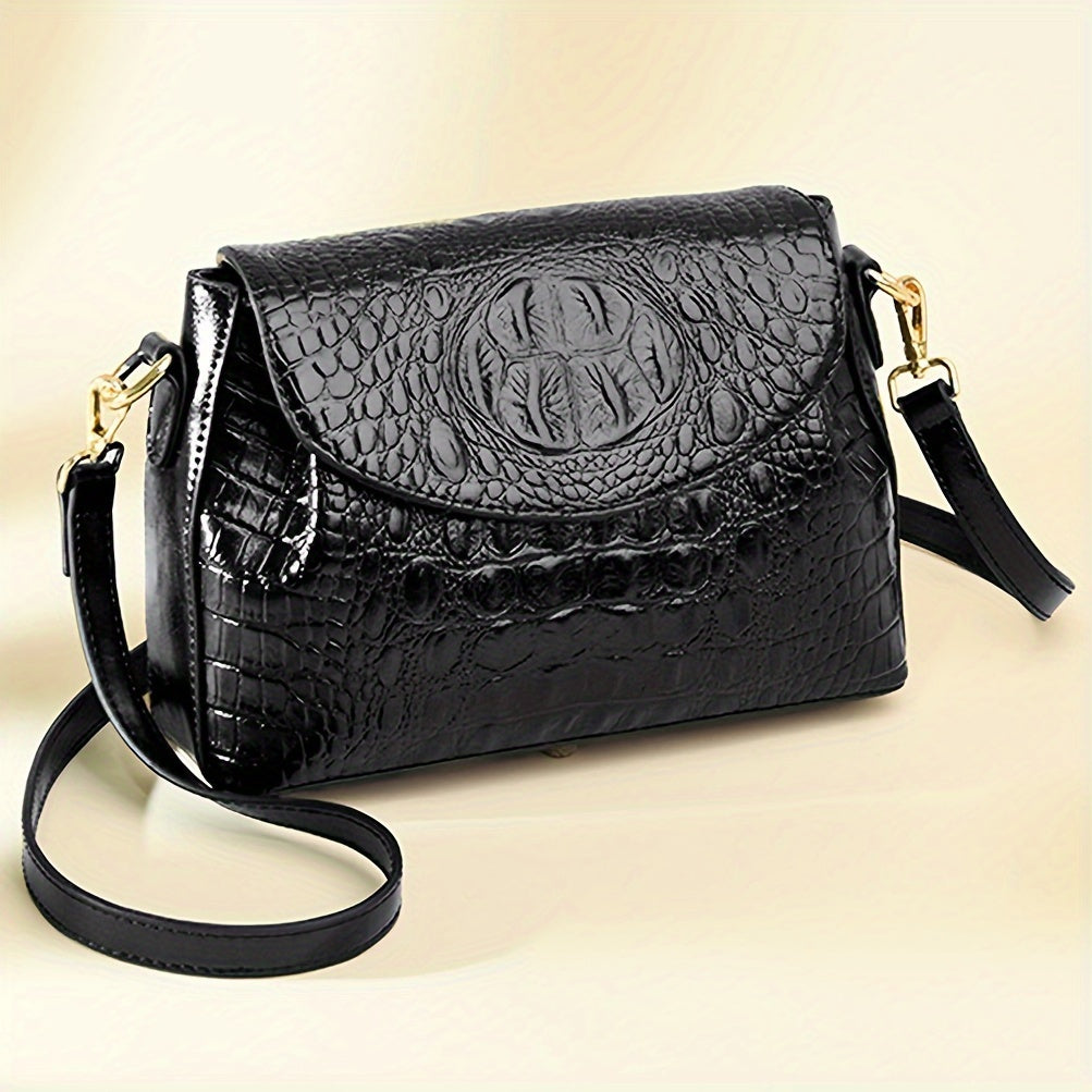 Stylish Shoulder Bags For Women, Crocodile Pattern Handbags, Vintage Crossbody Flap Purse
