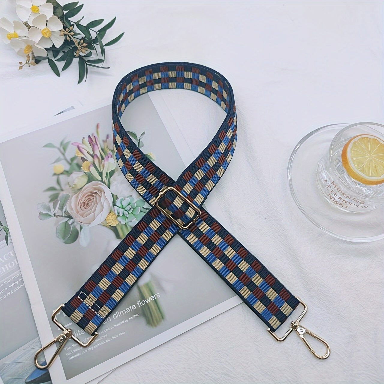 Stylish Checkered Shoulder Bag Strap - Adjustable Buckle, 3.8cm Wide, Durable, Easy to Use, Versatile Accessory for Women's Handbags