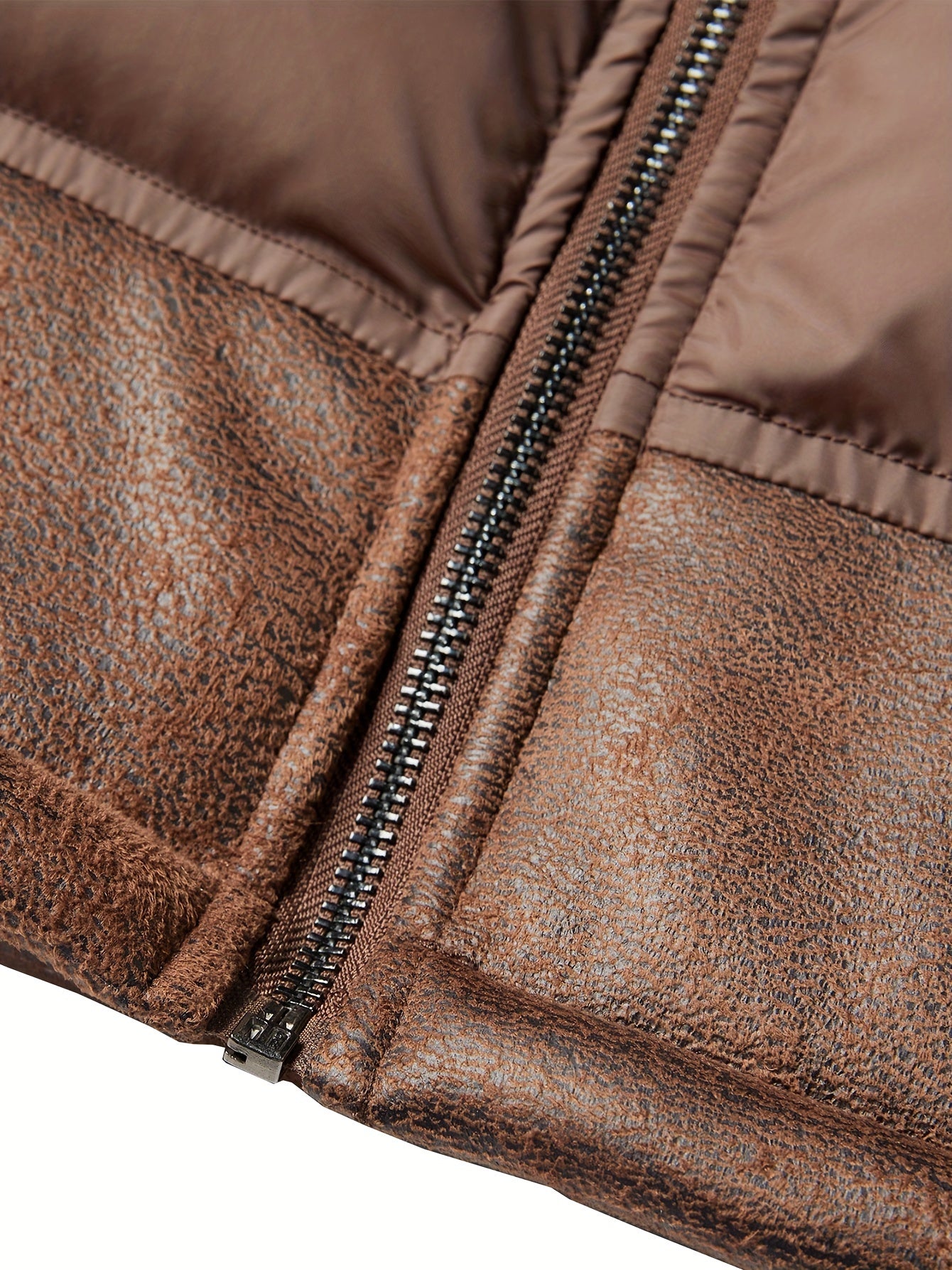 Men's Casual Winter Jacket - Warm Fleece-Lined Coat with Zippered Pockets, Brown & Beige Design, Perfect for Outdoor Activities & Casual Attire, Cold Weather Gear | Sleek Look | Suedelike Finish, Winter Clothes