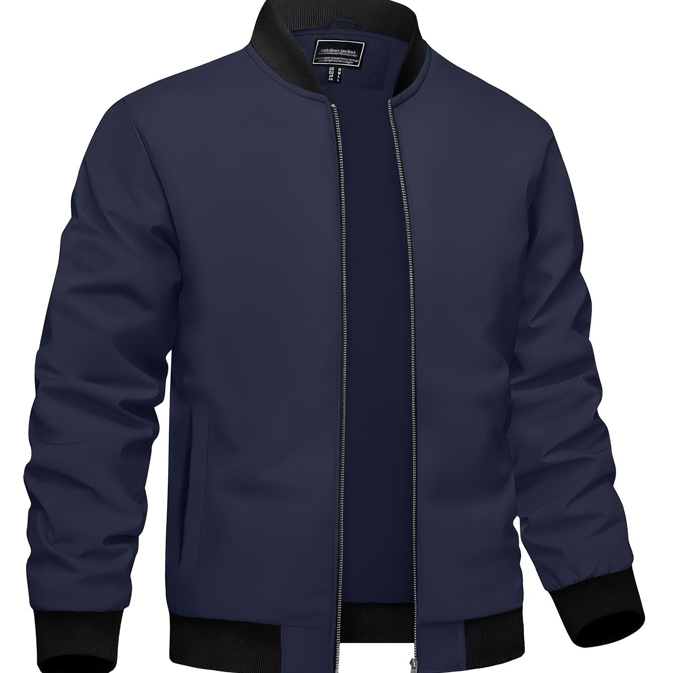 Men's Casual Winter Jacket Polyester Fabric Windproof Water-resistant Classic Style Lightweight Fashion Multi-pocket Design Ribbed Cuffs And Hem Design Comfortable Full-zipper Placket Baseball Jacket Pilot Jacket