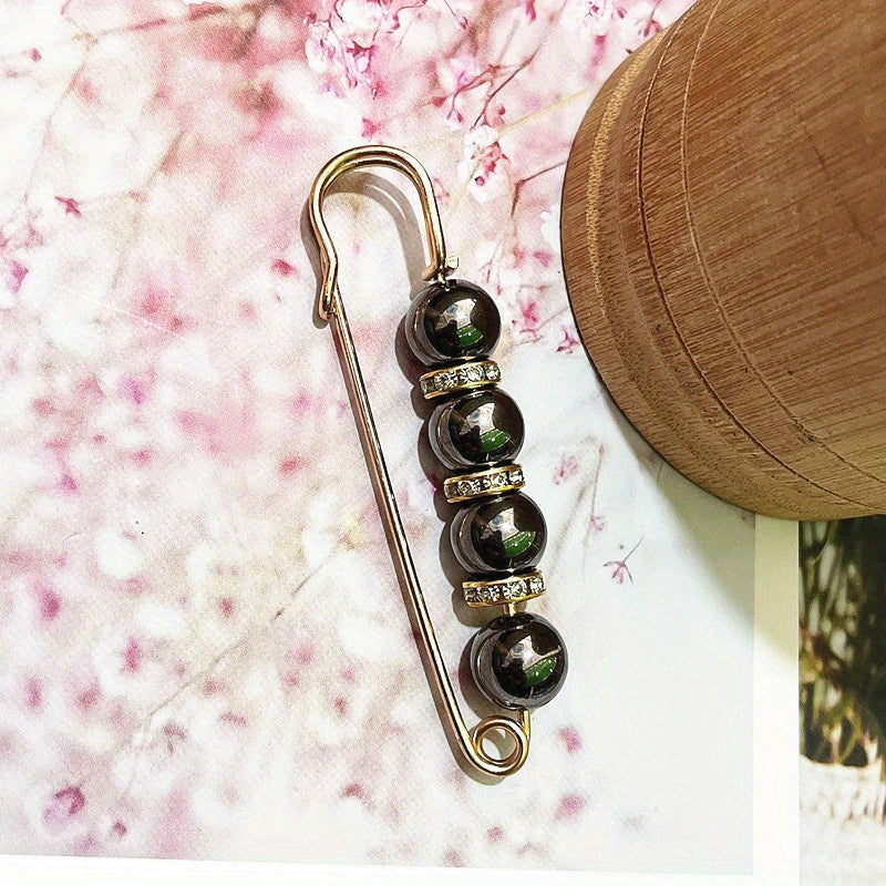 Women's Adjustable Beaded Waist Cinch Belt - Black & White Imitation -like Beads with Golden-Tone Spacers, Handmade-Like Button Closure for Jeans, Dresses, Pants - Waist Trimmer Accessory (Casual/Sweet/Mature Style) - Ideal G